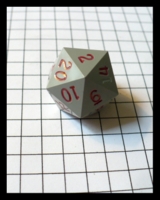 Dice : Dice - 20D - Grey Opaque With Red 1 to 20 Numerals